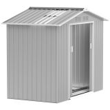 Casetta Da Giardino 213 X 130 X 185 Cm Con Porte Scorrevoli E Lucernario Per Riporre Gli Attrezzi, Grigio Argento.