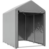 Casetta Da Giardino Per Biciclette, 1,2 X 1,8 X 1,65 M, 2 Scomparti, Porta Con Cerniera, Impermeabile, Resistente Ai Raggi Uv, Grigio Chiaro.