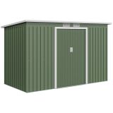 Casetta Da Giardino Esterna 280 X 130 X 172 Cm Con Ante Scorrevoli, Base E Ventilazione, Verde Chiaro