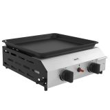Piastra Barbecue A Gas Con 2 Bruciatori, Piano Antiaderente E Potenza 4.8kw, Argento