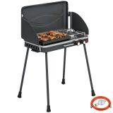2-in-1 Portatile Bbq A Gas Propano, Griglia E Fornello, 7kw, Nero